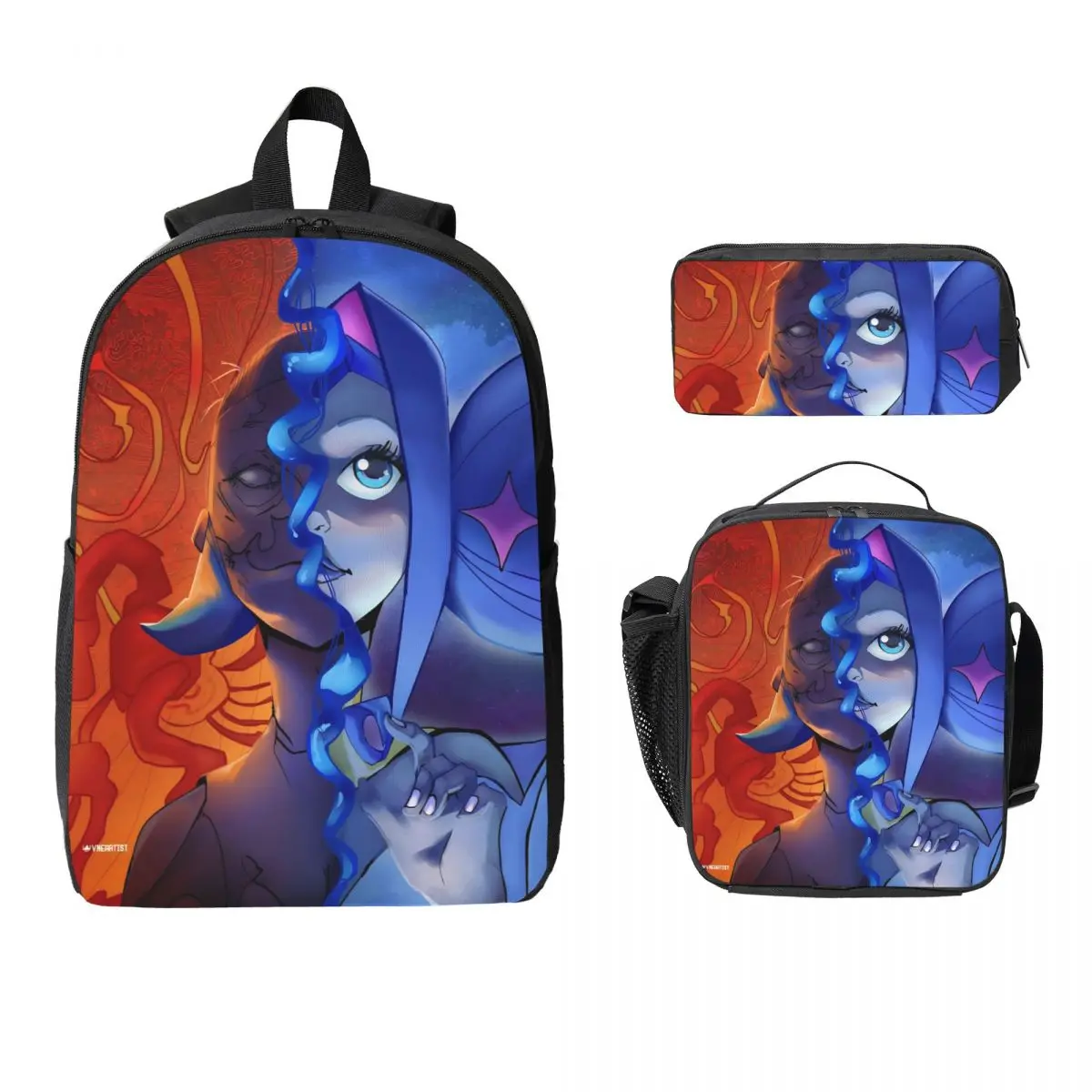 3Pcs K-Knights Of Guinevere Backpack Set for Girls Boys Pen Bags Bookbag Sets with Lunch Box For School Students Knapsack
