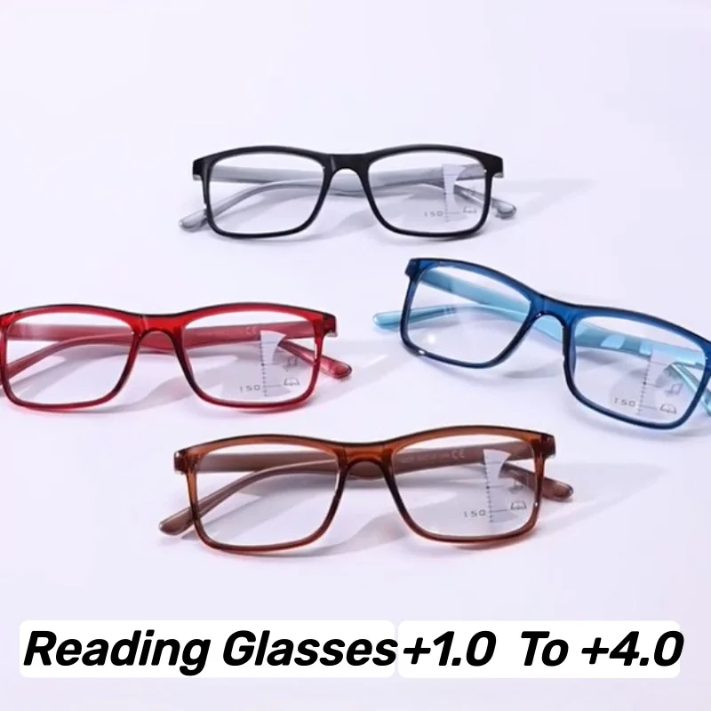 

Fashion Square-Frame Progressive Multifocal Presbyopia Glasses Dual-Focus for Near and Far Vision Anti Blue Light Reading Glasse