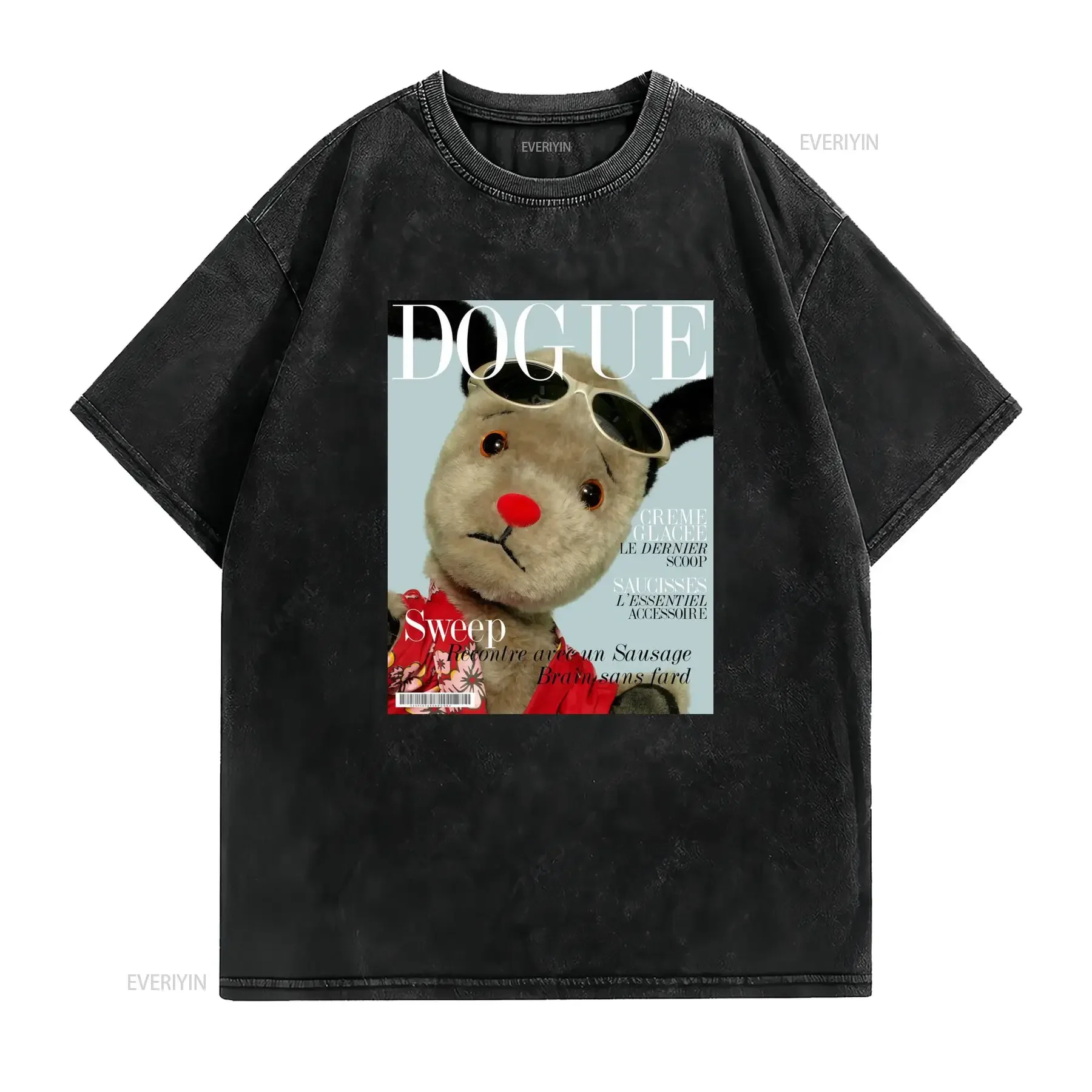 Sooty Sweep Dogue Creme Glacee T Shirt French Text Print Casual Round Neck Machine Washable Regular Fit Comfortable for