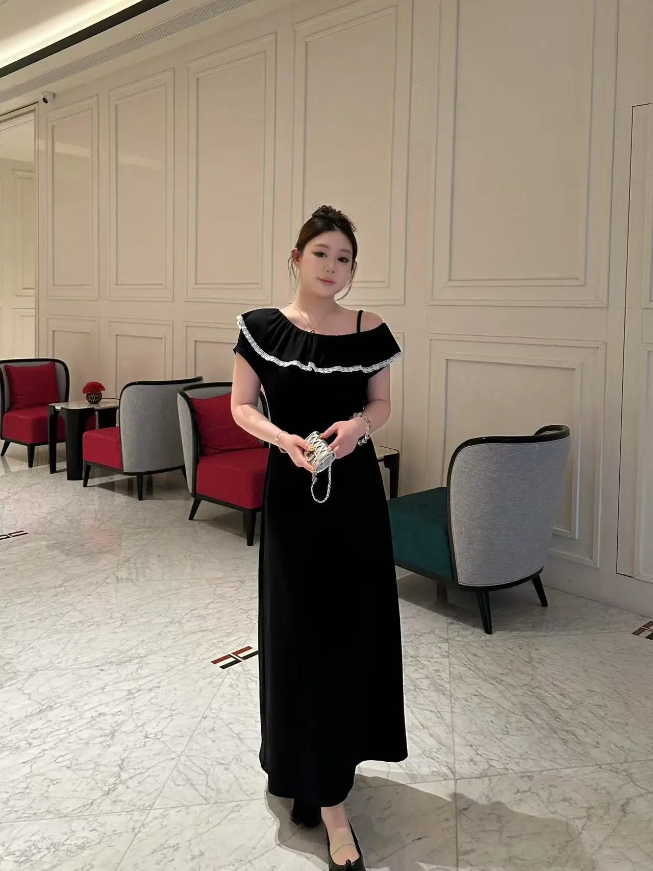 

Новое летнее женское платье Qiqi больших размеров с одним плечевым ремнем, облегающее, миди, винтажное, повседневное, из полиэстера