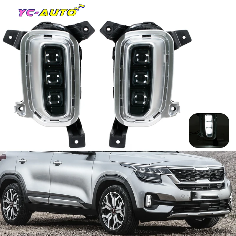 

LED Daytime Running Light Fog Lamp DRL Turn Signal Light Car Accessories For KIA Seltos kx3 2020 2021 Korean Version