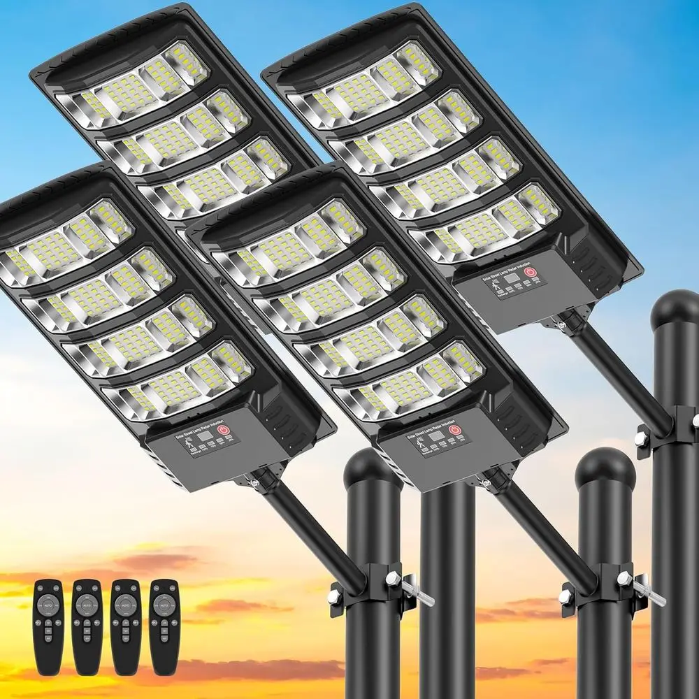 

60000LM 320° Angle Flood Light with Motion Sensor and Remote Control for Outdoor, Streets, Courtyards, Parking Garages - 4 Pack