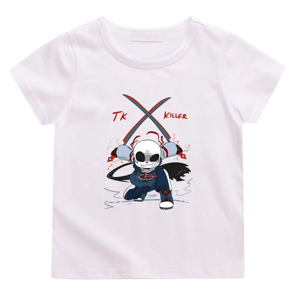 Undertale Sans Tk Killer T-shirts Cool Boy Cotton Tee-shirt Summer Children Tshirt Chic Boys Girls Tops Cartoon Y2K Tees Clothes