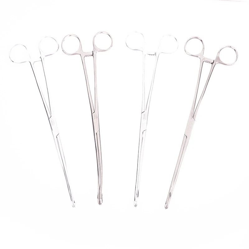 1pc Sponge Forceps Straight/Curved Serrated Jaws Stainless Steel Dental Forceps Instrument