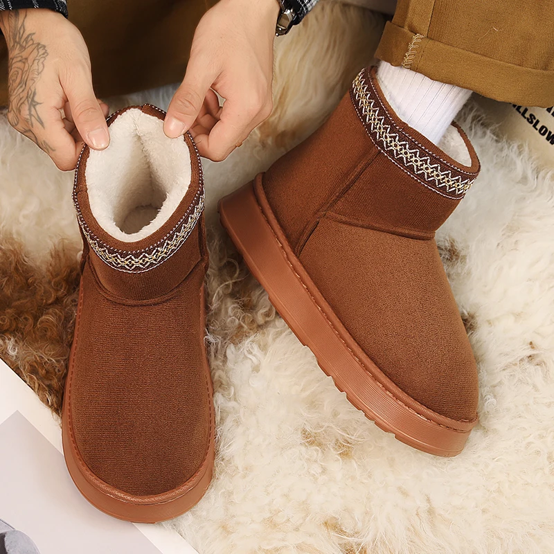 أحذية نسائية دافئة عصرية مقاومة للرياح أحذية قطنية عالية الجودة عصرية ومتعددة الاستخدامات بمقدمة مستديرة وأربطة أحذية خارجية مانعة للانزلاق