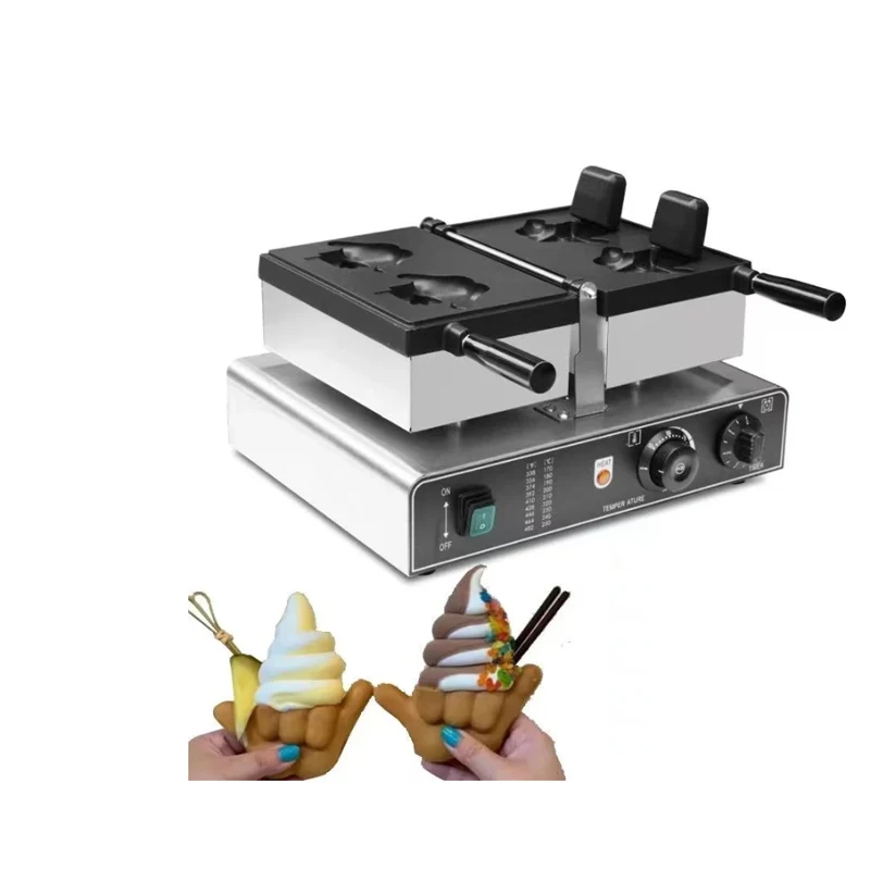 110V 220V Shaka Boom Taiyaki Style Shaka Cone Thumb Waffle Machine Shakaboom Waffle Cone Maker in Hawaii Cafe Shop