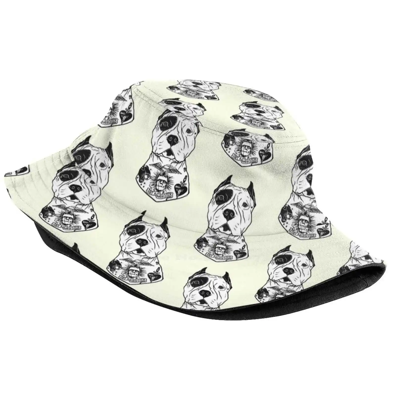 American Pitbull Tattooed Bucket Hat Beach Tourism Hats Breathable Sun Cap Apbt Tattoos American Pitbull Tattooed Dog Animal