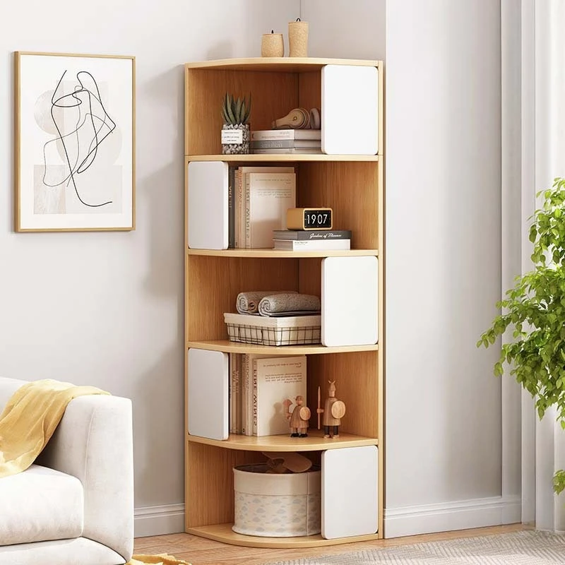 

Corner Cabinet Nordic Storage Bookcase | Floor Standing Corner Shelf | Living Room Study Display Cabinet Furniture