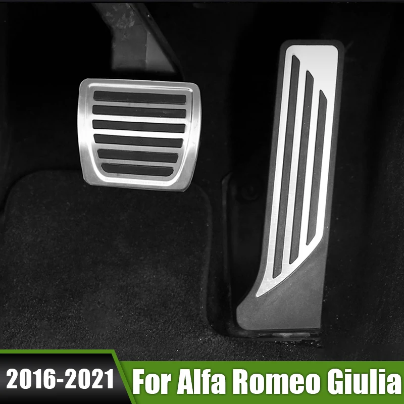 

For Alfa Romeo Giulia Stelvio 2016-2018 2019 2020 2021 Stainless Car Accelerator Brake Pedals Cover Foot Rest Pedal Accessories