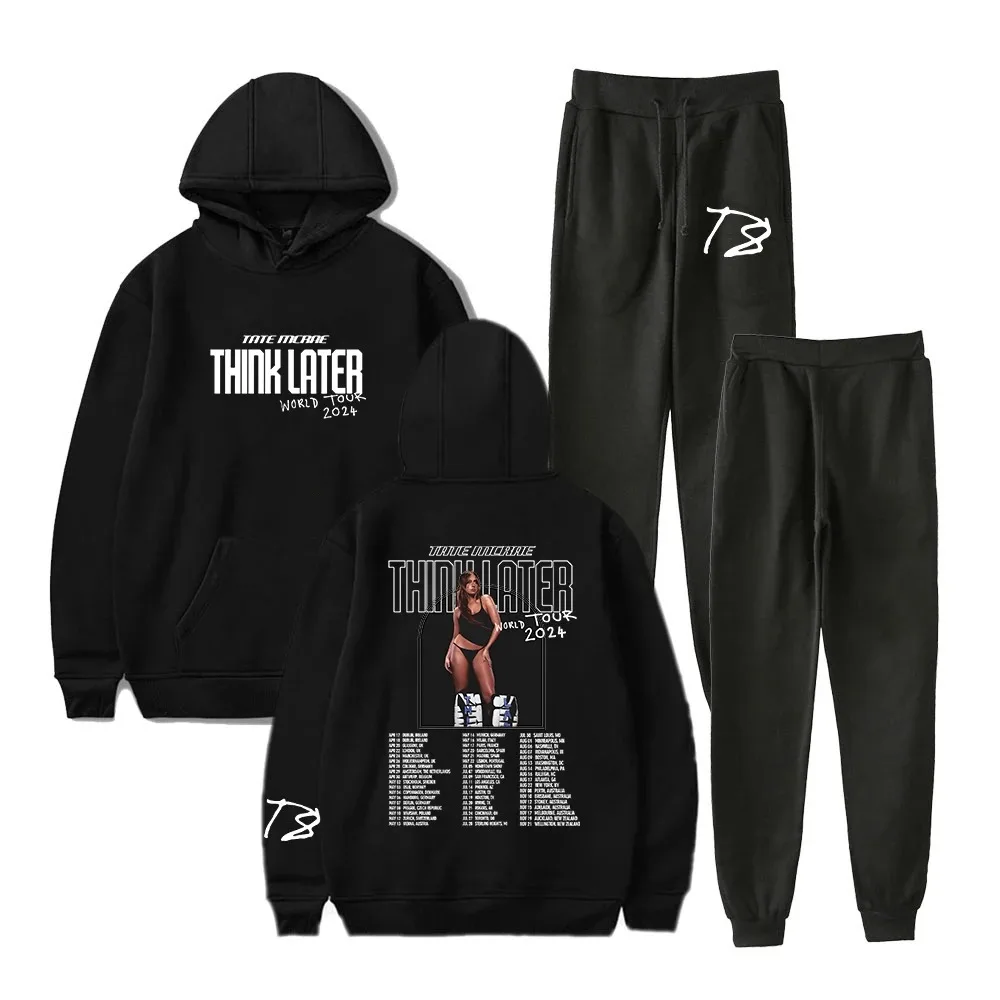 

Tate McRae Think Later World Tour 2024 Merch Hoodie Jogger Pants Two Piece Set Sweatshirt+Sweatpants Men Women's Set