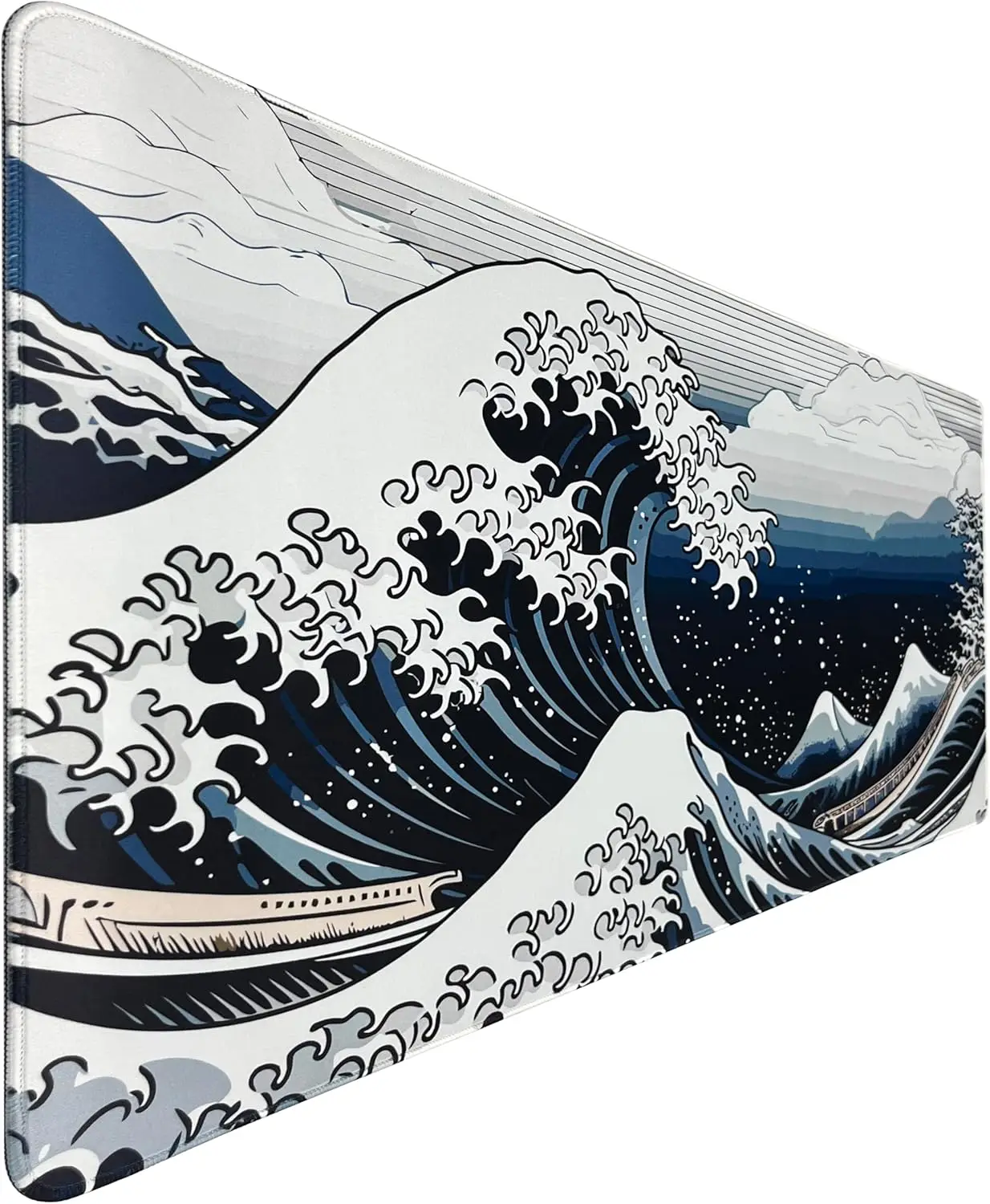 

Micro Center Inland Extra Large Desk Mat Non-Slip Rubber Base, Anti-Fray Edges, Water-Resistant,Office Use (Ocean Wave)