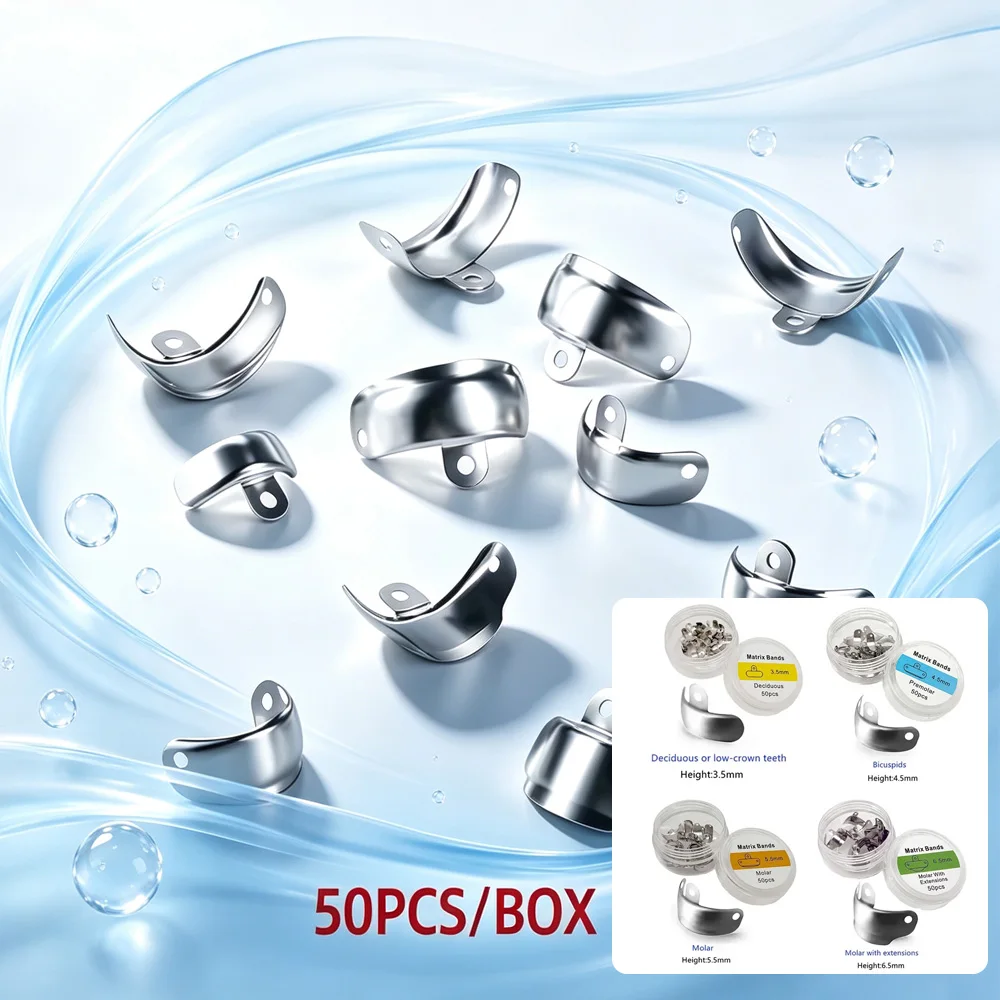 Stainless Steel Sectional Matrix Bands 3.5-6.5mm Anatomically Contoured Dental Matrices for Composite Fillings