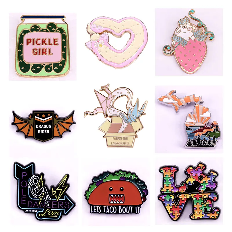 حساسية الفنون المينا دبابيس الأصالة التلبيب بروش معدني جمع الرجال النساء مجوهرات الأزياء اكسسوارات شارة الهدايا