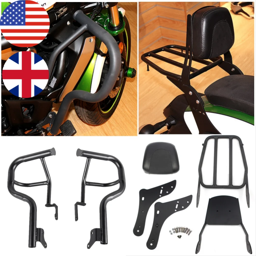 

Motorcycle Engine Guard Crash Bar Luggage Rack Rear Passenger Sissy Bar Backrest For Kawasaki Vulcan S 650 VN650 EN650 2015-2024
