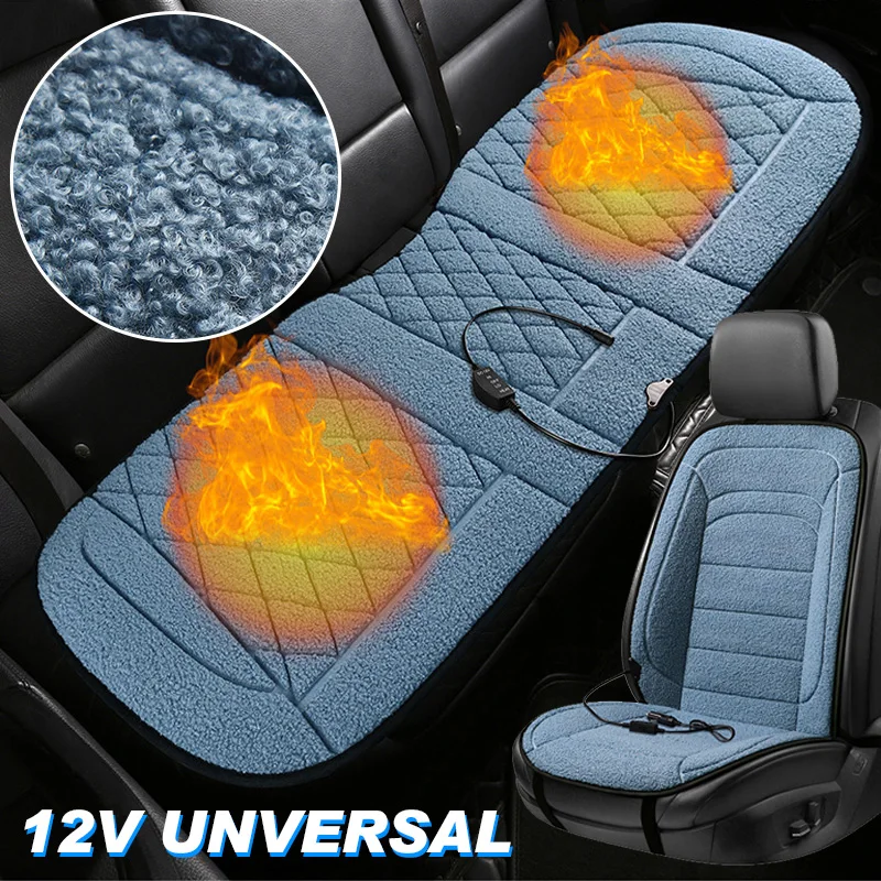 12V Winter Heated Car Seat Cover Car Heating Cushion Warm Fleece For Rear Seat Cover Auto Accessories Heater Pads Set Universal