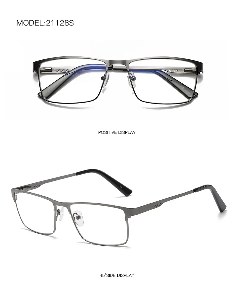 Men Square Metal Large Frame Myopia Glasses Spring Leg Elderly Near Sight Eyewear Blue Light Blocking Eye Protection Eyeglasses