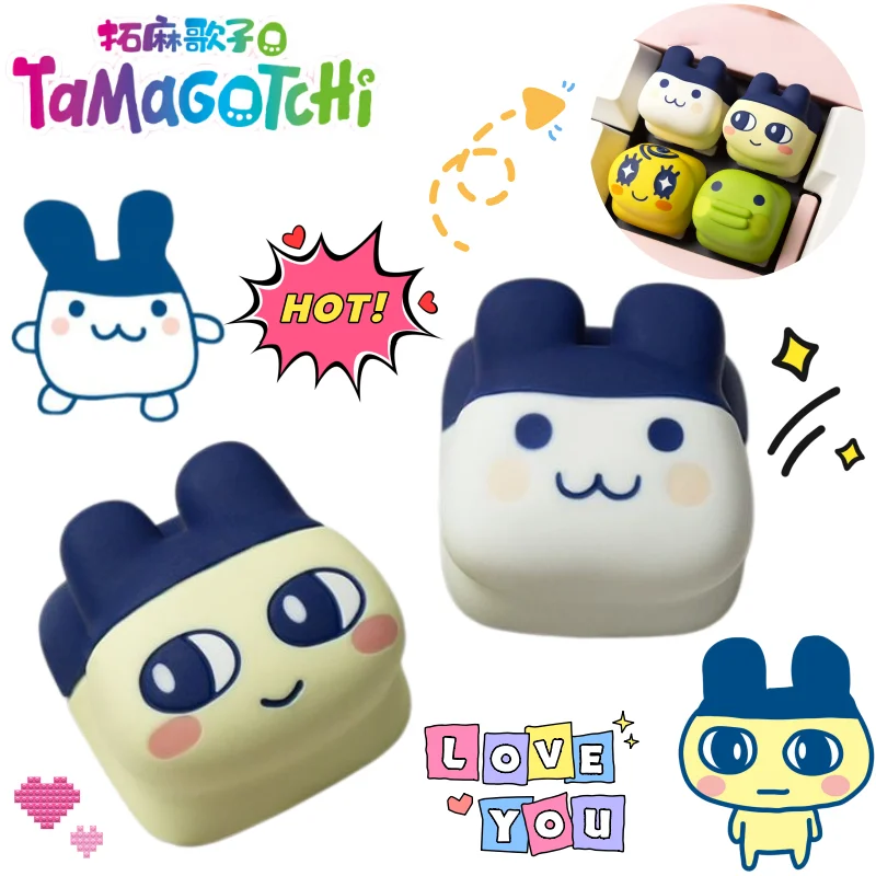 New Tamagotchi Mametchi Mimitchi Kuchipatchi cartoon cute creative keycap secondary animation peripheral mechanical keyboard cap