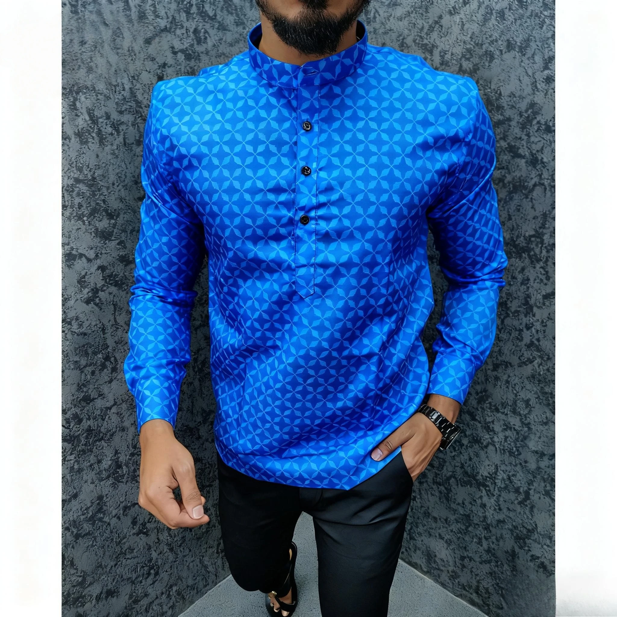 2026 قمصان الرجال المسلمين الصلاة الملابس الفاخرة النمط الأفريقي البرنز فستان مُزين بطباعة الرجال ازياء العربية Camisa العربية