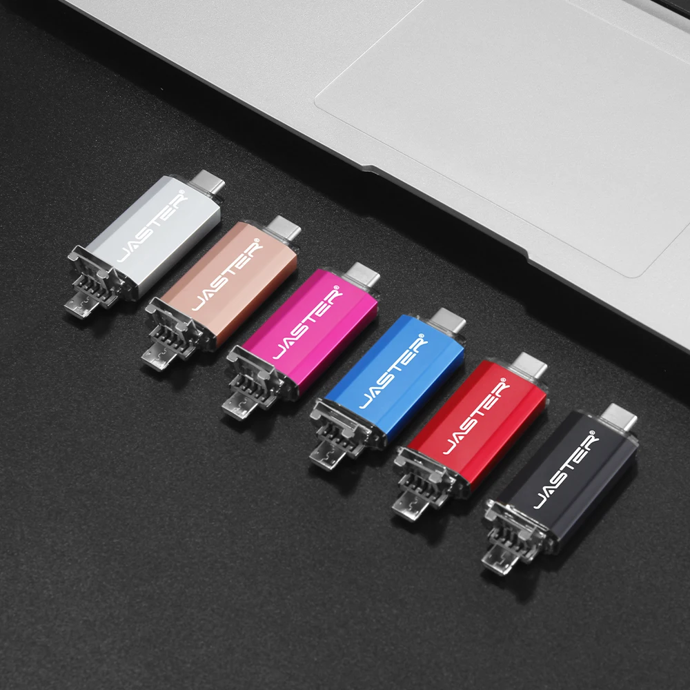 USB Flash Drive para Celular, 3 em 1 Memory Stick, Presente Criativo, Disco de Metal U, 128GB, 64GB, 128GB, 16GB, 8GB, OTG