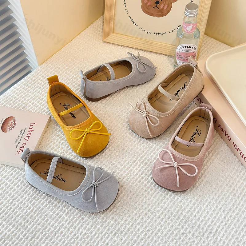 

Children Ballet Flats 2025 Spring Autumn Bow Girls Flat Shoes Elastic Band Soft Sole Kids Princess Shoes Solid Toddler Mary Jane