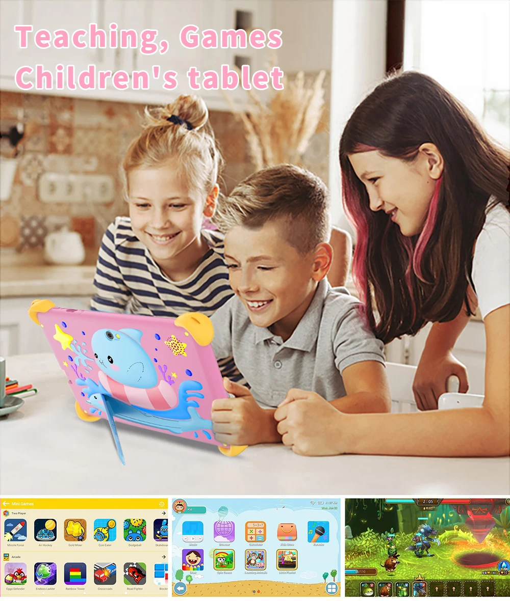 5G Wi-Fi 7 Inch Kid Tablet 4GB RAM 64GB ROM 4000MAH Battery Dual Camera Children's Android 12 Gift Kids