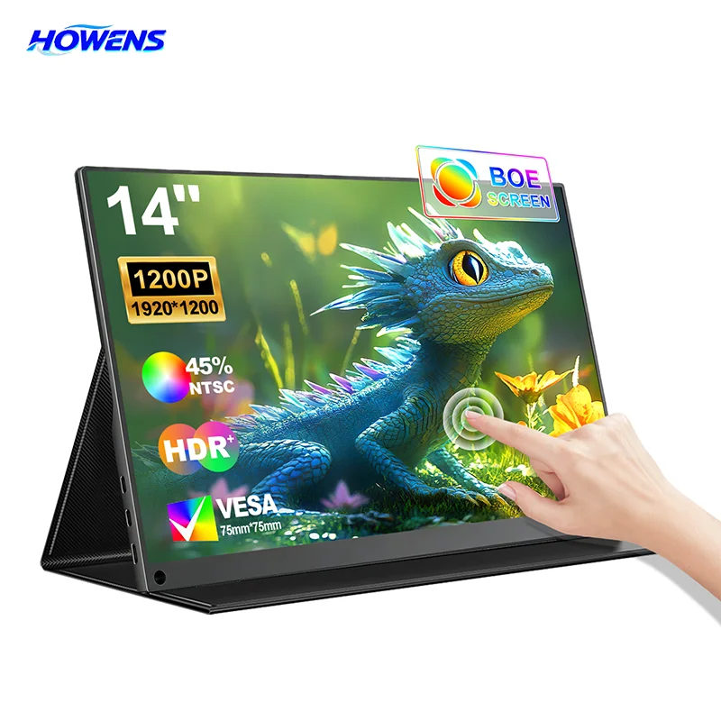 14 inch 1200P FHD IPS draagbare touchscreen-monitor 10-punts capacitieve touchscreen 75x75 VESA Low Blue Light Type-C Mini HDMI-compatibel PS5