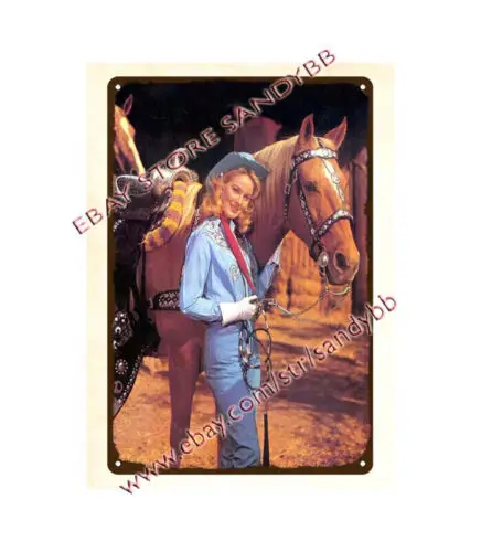 Bar-Club-Schilder online, 1970er-Jahre-Kalender, Cowgirls Partners, Metallschild aus Aluminium
