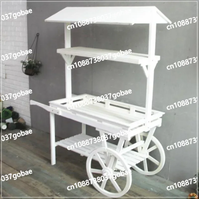 Beautiful White Wooden Wood Cart Wheels for Party White Cart Events Rent Birthday Wedding Kids Candy Flower White Wooden Cart