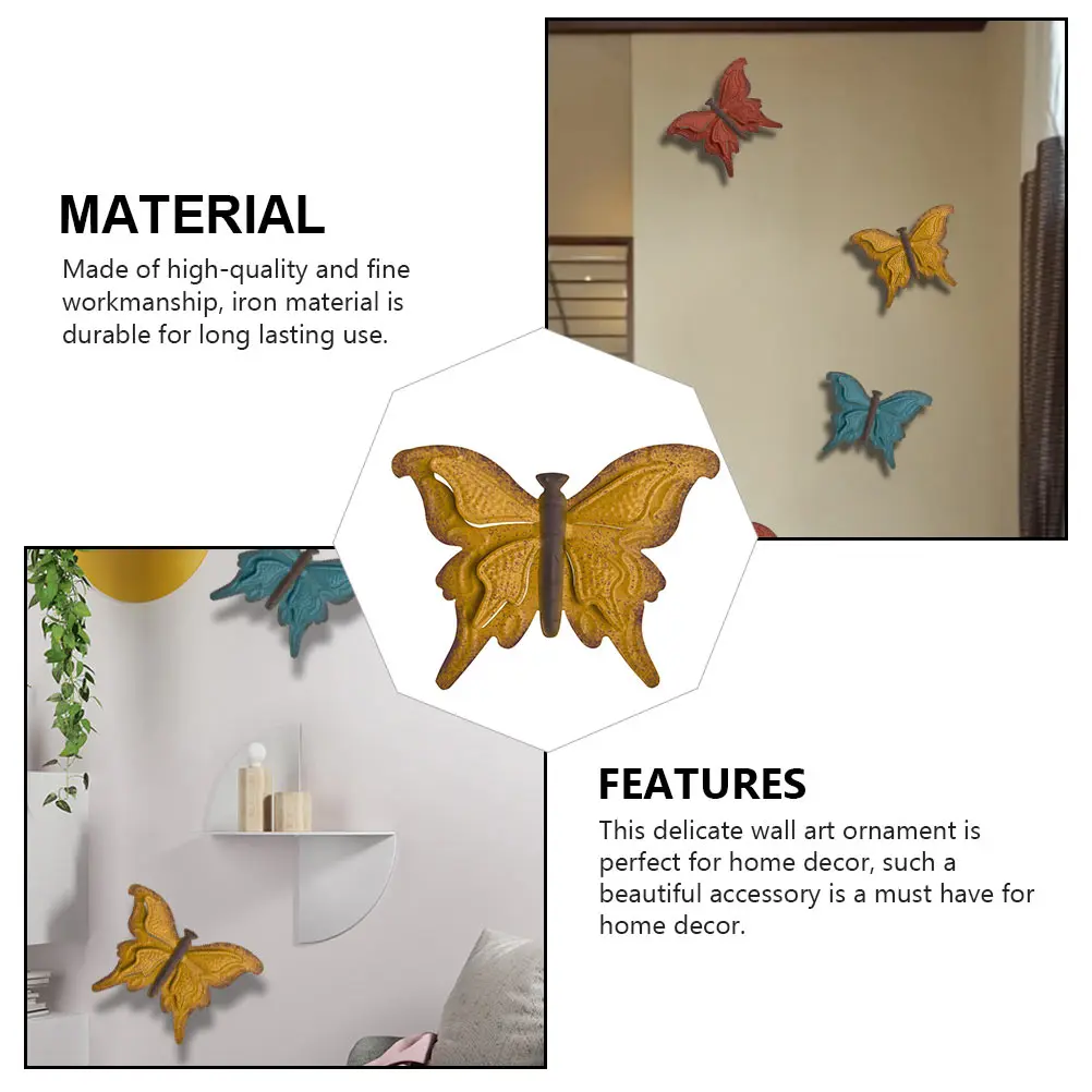 

Wall Decoration Nursery Outdoor Garden Indoor Butterfly Iron Statue Hanging Hangings Kitchen Decorations for Home Decorate