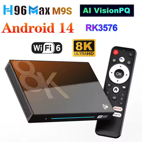 H96 MAX M9S AI VisionPQ TV Box Video Decoding Android14 Rockchip RK3576 Quad Cortex A72 + Support 8K Wifi6 BT5.4 Media Player