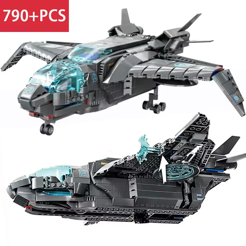 New Quinjet Fighter Compatible 76248 SpaceShip Bricks Model Set 790+PCS With 5 Dolls Building Blocks Super Toys For Kids Gifts