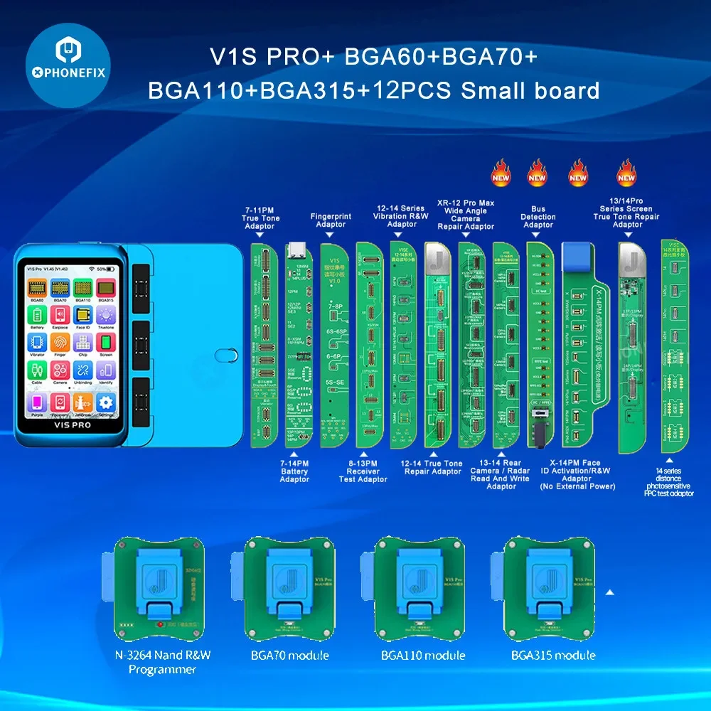 JC V1S Pro Unbind Programmer BGA315 BGA110 BGA70 For iPhone 6-15PM Nand Read Write Screen True Tone Battery Pop-up Camera Repair