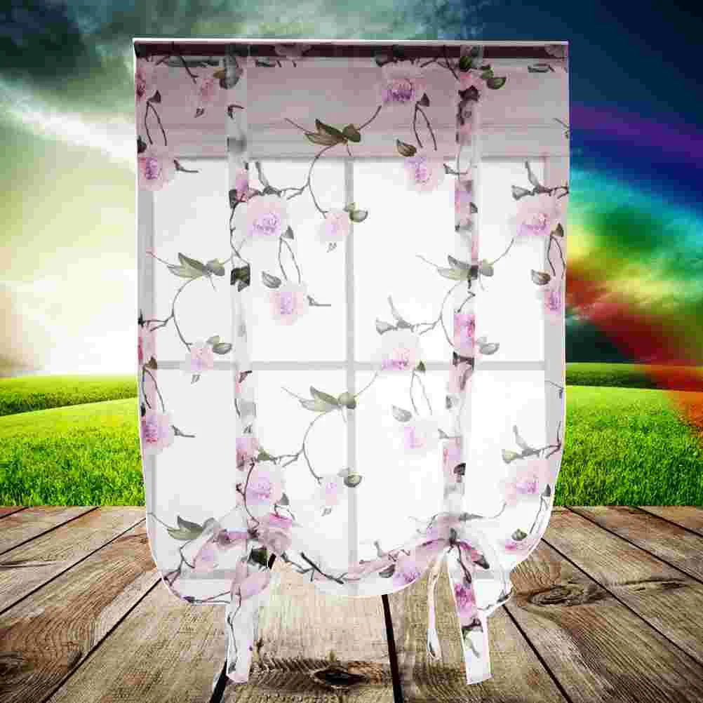 Floral Blinds Roman Curtain Window Coverings Translucent Curtains Semi Sheer Drapes