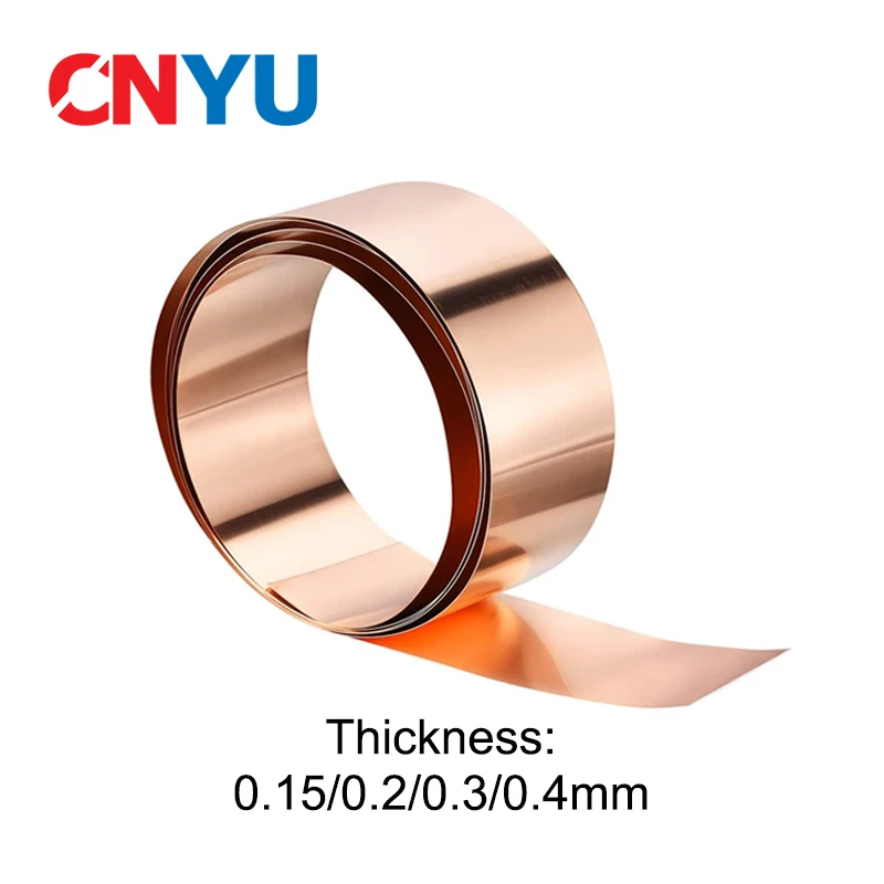 1M/2M Thickness 0.15/0.2/0.3/0.4mm Pure T2 Copper Strip for Contractors 18650/21700 Lithium Battery Pack Welding