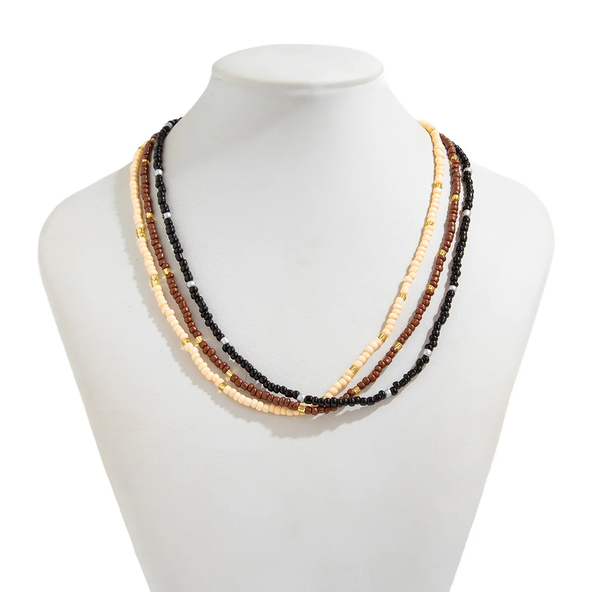 Böhmische mehrschichtige Perlenketten, Retro-Farbmix, Herren-Choker-Halsketten, modischer Partyschmuck, einfache Accessoires – Detail 6