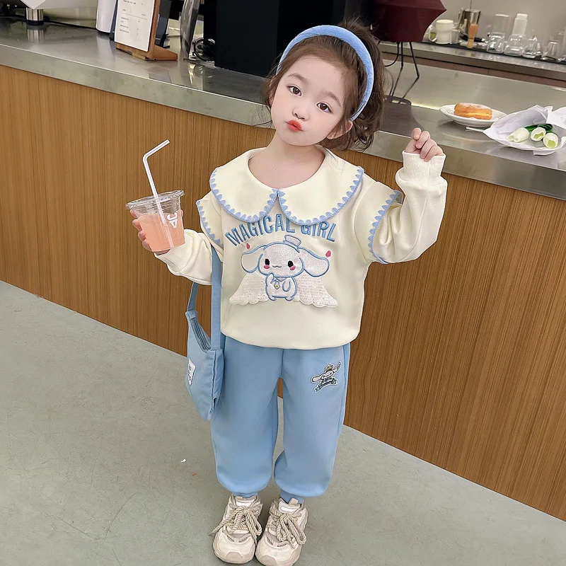 Kuromi Mädchen Anzug Frühling Herbst Cartoon Sweatshirt Kawaii Cartoon Cinnamoroll Casual Hosen Zwei Stück Set Lange Ärmel Hosen