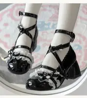 Lolita Mary Jane Shoes  New Women's Cute Bow High Heels Princess Heeled Single Shoes Spring Autumn Leather Pumps 6