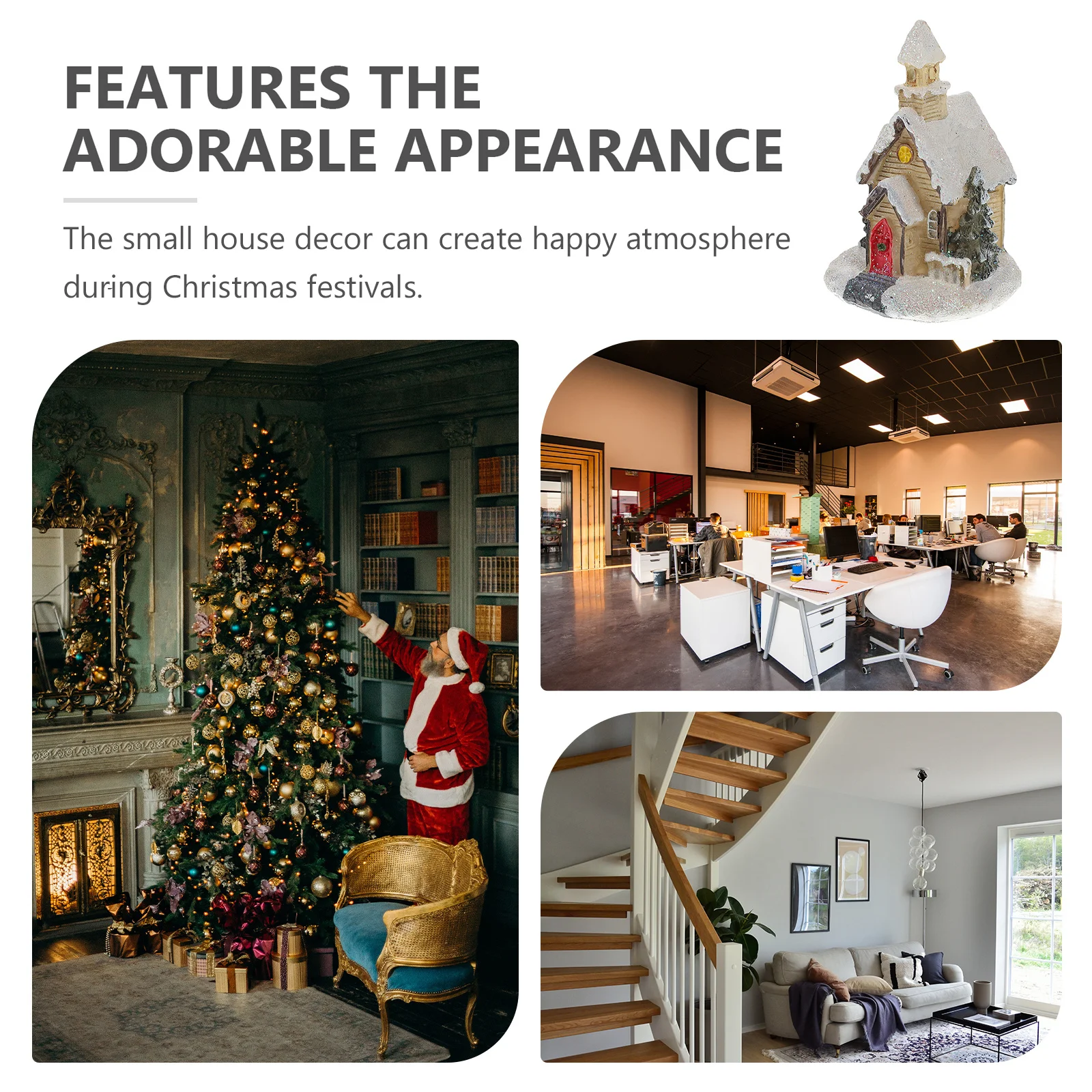 

Christmas Lighted Small Resin Miniature Village Decoration Xmas Desktop Ornament Christmas Gifts for Family Friends