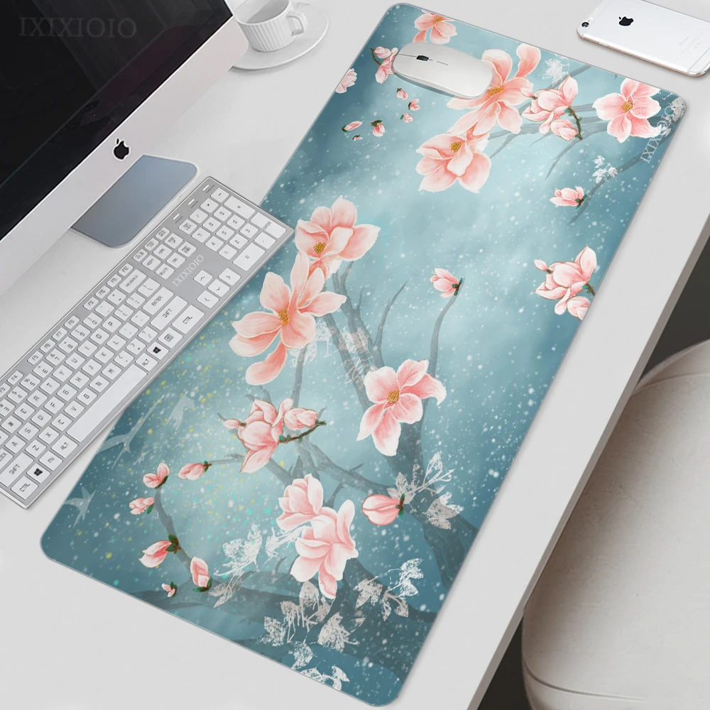 Mouse Pad Gamer Flower XL HD Custom Large Mousepad XXL Mechanical Keyboard Pad Carpet Natural Rubber Mouse Mats