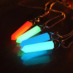 The Crystal Column Necklace Pendants Luminous crystal stone Glow in the Dark Energy Soul pendulum