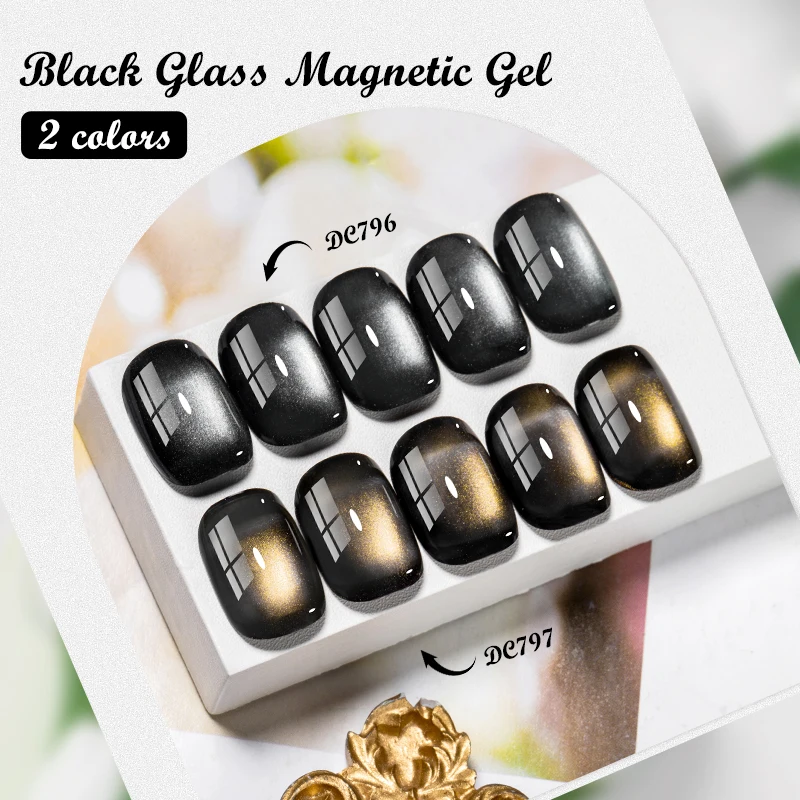 Mtssii 7ML Gatto di vetro nero Gel magnetico Scintillante Glitter Gel Smalto per unghie Gel UV semipermanente Smalto per unghie invernali