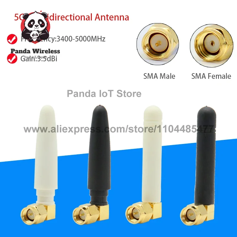 2PCS 5G SMA Male to SMA Female Antenna Elbow Kit with High Gain 3.5dBi for Wi-Fi 4 5 6 8 9 10 11 12 13 14 Band Omnidirectional