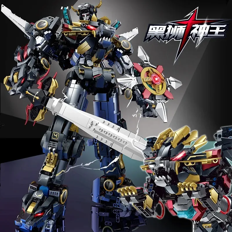 3935PCS 3In1 Beast God Black Lion King Mecha Model Building Blocks MOC Hand-built Toy DIY Combined Model Construction Toy Gifts