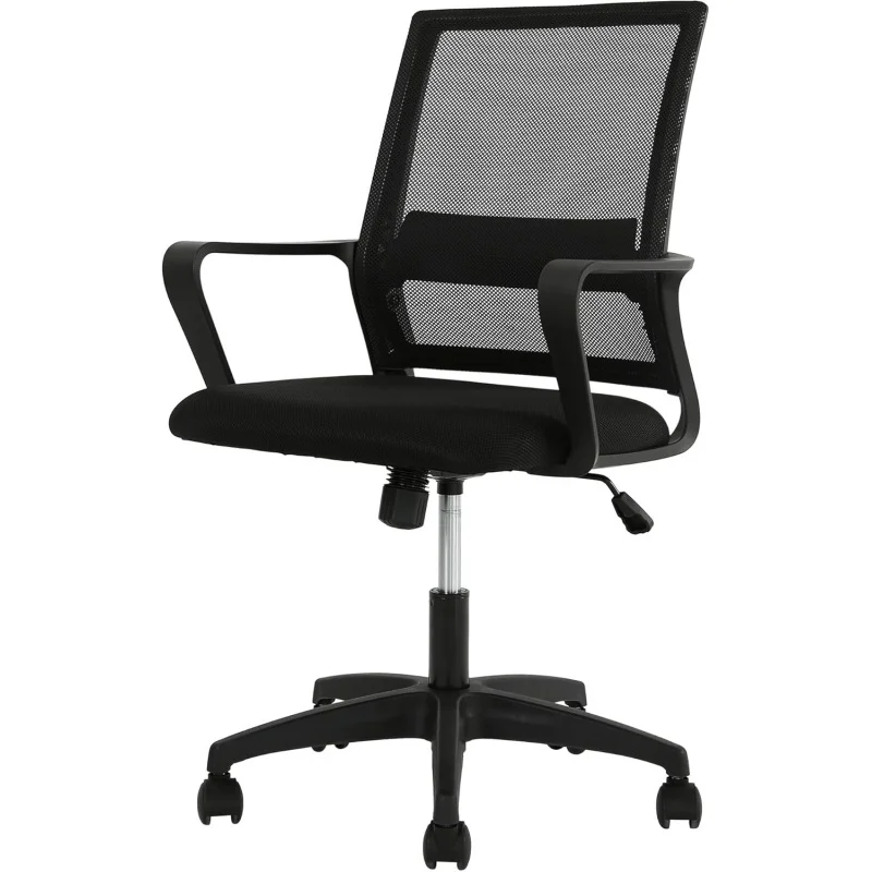 

Ergonomic Gaming & Office Chair Lumbar Support, Adjustable Armrests, Swivel Rolling Design with Black Cushion for Home