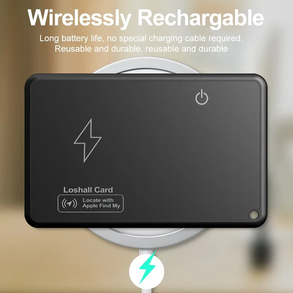 Wireless Charging Wallet Tracker Card Bluetooth-Compatible Work with Find My App GPS Locator Thin Item Finder