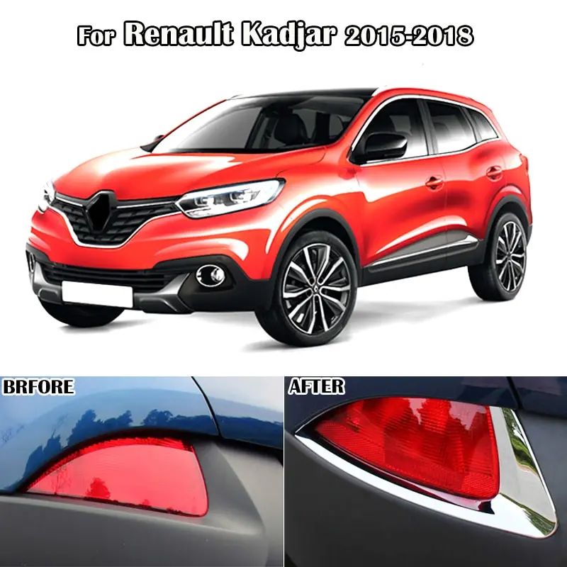 For Renault Kadjar 2015 2016 2017 2018 Chrome Rear Tail Fog Light Lamp Eyelid Cover Protector Molding Frame Bezel Trim Styling