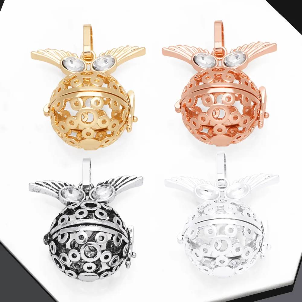 OCESRIO Harmony Ball Pendant for Necklace Copper Gold Plated Wishing Ball Chime Bola Pregnancy Jewelry Making Supplies pdtb128