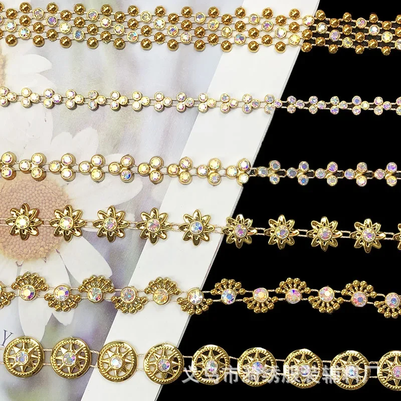 1 M Rhinestone Trim Chain Decoration Sew on Crystal Chain Clothing Shoes DIY Accessories