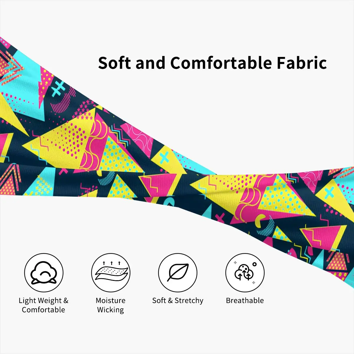 Sports Headband Geometric 80s Illustration Fitness Sweatband Absorbent Cycling Jog Hair Bandage 5