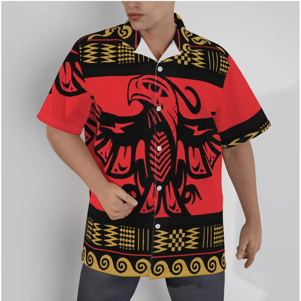 Men's Hawaiian Shirt Indian Style Skull Logo Bohemia Beach Short Sleeve Summer Casual Button Up Patchwork Tops 3D Shirts